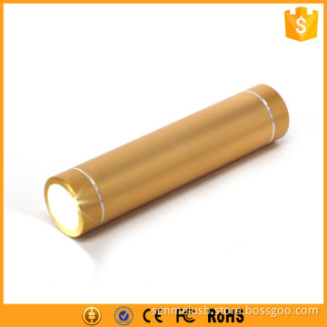 Round cylinder shape metal led power bank 2600mah for smart phone